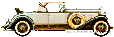 Cadillac V16 Convertible Coupe (1931) - Кадиллак - чертежи, габариты, рисунки автомобиля