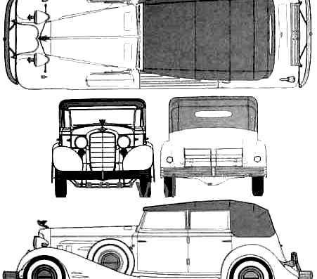 Cadillac V16 Fleetwood Phaeton (1933) - Кадиллак - чертежи, габариты, рисунки автомобиля