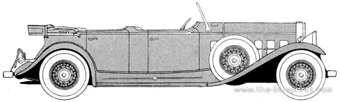 Cadillac V16 Phaeton (1931) - Кадиллак - чертежи, габариты, рисунки автомобиля