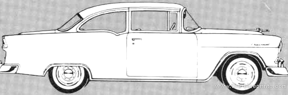 Chevrolet 150 2-Door Sedan (1955) - Шевроле - чертежи, габариты, рисунки автомобиля