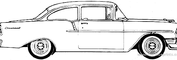 Chevrolet 150 2-Door Sedan (1956) - Шевроле - чертежи, габариты, рисунки автомобиля