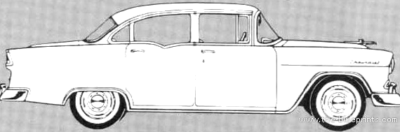 Chevrolet 150 4-Door Sedan (1955) - Шевроле - чертежи, габариты, рисунки автомобиля