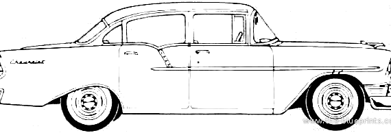 Chevrolet 150 4-Door Sedan (1956) - Шевроле - чертежи, габариты, рисунки автомобиля