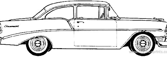 Chevrolet 210 2-Door Sedan (1956) - Шевроле - чертежи, габариты, рисунки автомобиля