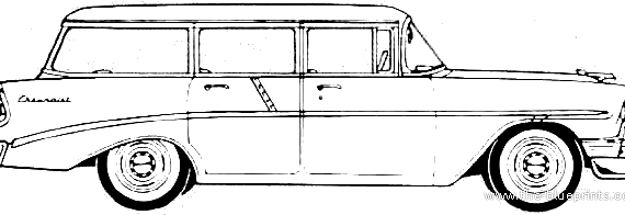 Chevrolet 210 Beauville Station Wagon (1956) - Шевроле - чертежи, габариты, рисунки автомобиля