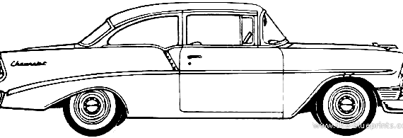 Chevrolet 210 Delray Club Coupe (1956) - Шевроле - чертежи, габариты, рисунки автомобиля