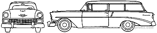 Chevrolet 210 Handyman 2-Door Station Wagon (1956) - Шевроле - чертежи, габариты, рисунки автомобиля