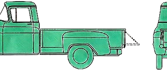 Chevrolet Apache 3104 Pick-up Stepside (1959) - Шевроле - чертежи, габариты, рисунки автомобиля