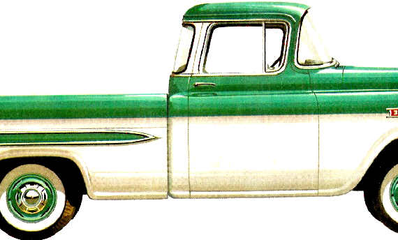 Chevrolet Apache 3134 Pick-up Fleetside (1959) - Шевроле - чертежи, габариты, рисунки автомобиля