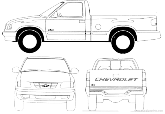 Chevrolet BR S10 (1996) - Шевроле - чертежи, габариты, рисунки автомобиля