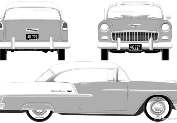 Chevrolet Bel Air 2-Door Hardtop (1955) - Шевроле - чертежи, габариты, рисунки автомобиля