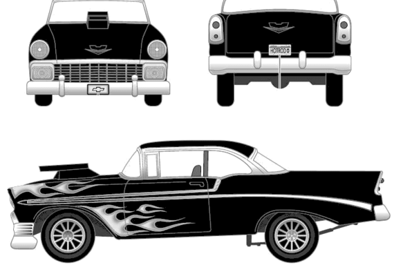 Chevrolet Bel Air 2-Door Hardtop (1956) - Chevrolet - drawings, dimensions, pictures of the car