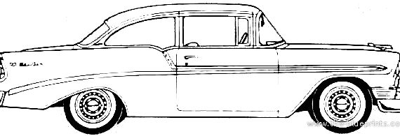 Chevrolet Bel Air 2-Door Sedan (1956) - Шевроле - чертежи, габариты, рисунки автомобиля