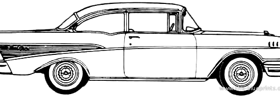 Chevrolet Bel Air 2-Door Sedan (1957) - Шевроле - чертежи, габариты, рисунки автомобиля