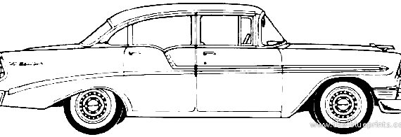 Chevrolet Bel Air 4-Door Sedan (1956) - Шевроле - чертежи, габариты, рисунки автомобиля