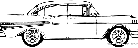 Chevrolet Bel Air 4-Door Sedan (1957) - Шевроле - чертежи, габариты, рисунки автомобиля