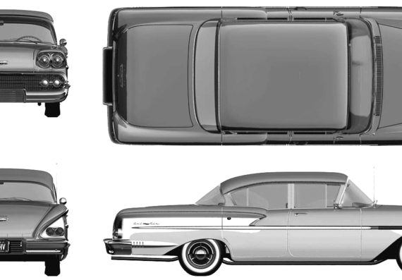 Chevrolet Bel Air 4-Door Sedan (1958) - Шевроле - чертежи, габариты, рисунки автомобиля