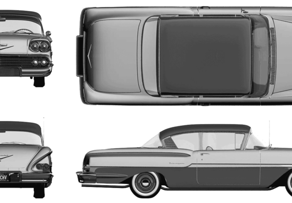 Chevrolet Biscayne 2-Door Sedan (1958) - Шевроле - чертежи, габариты, рисунки автомобиля