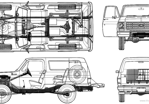 Chevrolet Blazer (1977) - Шевроле - чертежи, габариты, рисунки автомобиля