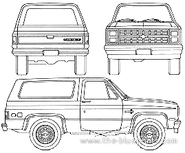 Chevrolet Blazer (1990) - Шевроле - чертежи, габариты, рисунки автомобиля