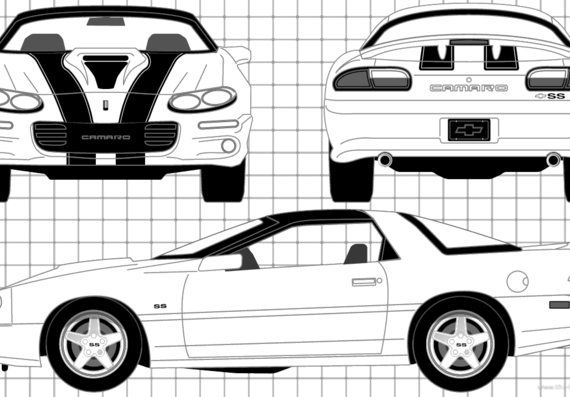 Chevrolet Camaro SS (2002) - Шевроле - чертежи, габариты, рисунки автомобиля