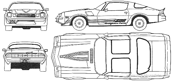 Chevrolet Camaro Z28 (1980) - Шевроле - чертежи, габариты, рисунки автомобиля