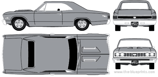 Chevrolet Chevelle SS 396 (1967) - Шевроле - чертежи, габариты, рисунки автомобиля