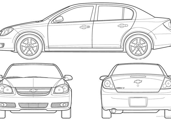 Chevrolet Cobalt (2005) - Шевроле - чертежи, габариты, рисунки автомобиля