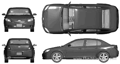Chevrolet Cobalt LT Sedan (2005) - Шевроле - чертежи, габариты, рисунки автомобиля