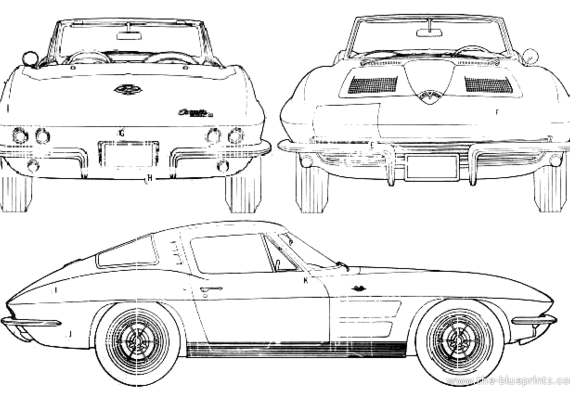 Chevrolet Corvette (1963) - Шевроле - чертежи, габариты, рисунки автомобиля