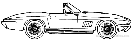 Chevrolet Corvette C2 Roadster 427 (1967) - Шевроле - чертежи, габариты, рисунки автомобиля