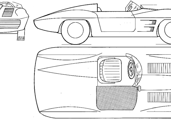 Chevrolet Corvette Stingray Racer (1963) - Шевроле - чертежи, габариты, рисунки автомобиля