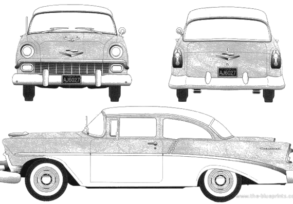 Chevrolet Del Ray 2-Door Sedan (1956) - Шевроле - чертежи, габариты, рисунки автомобиля