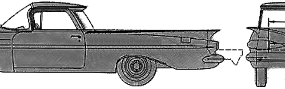 Chevrolet El Camino (1959) - Шевроле - чертежи, габариты, рисунки автомобиля