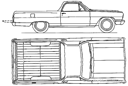 Chevrolet El Camino (1964) - Шевроле - чертежи, габариты, рисунки автомобиля
