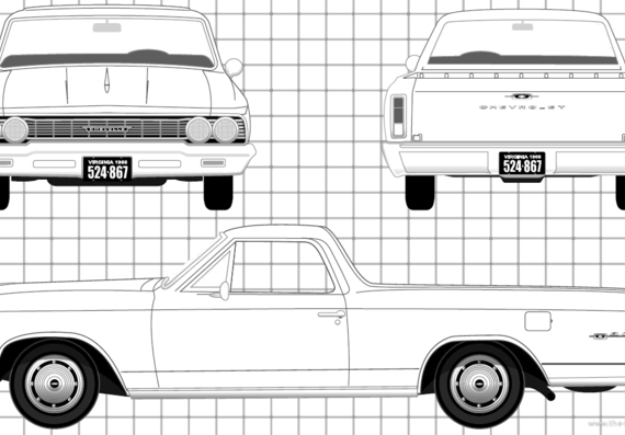 Chevrolet El Camino (1966) - Шевроле - чертежи, габариты, рисунки автомобиля