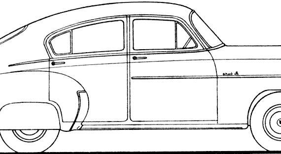 Chevrolet Fleetline DeLuxe 4-Door Sedan (1950) - Шевроле - чертежи, габариты, рисунки автомобиля