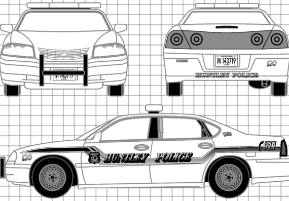Chevrolet Impala (2005) - Шевроле - чертежи, габариты, рисунки автомобиля