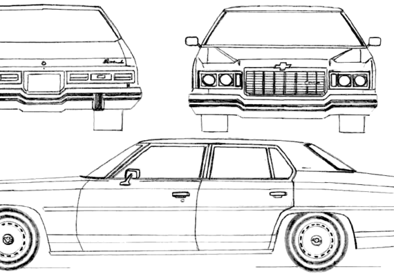 Chevrolet Impala 4-Door Sedan (1975) - Шевроле - чертежи, габариты, рисунки автомобиля
