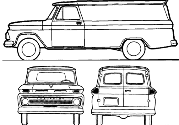 Chevrolet Panel Delivery C30 (1965) - Шевроле - чертежи, габариты, рисунки автомобиля