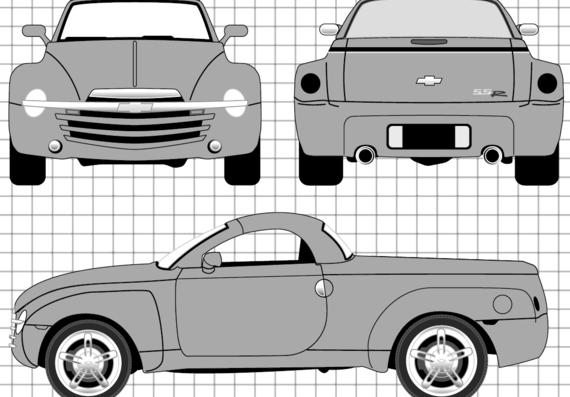 Chevrolet SSR - Шевроле - чертежи, габариты, рисунки автомобиля