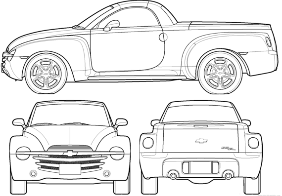 Chevrolet SSR (2005) - Шевроле - чертежи, габариты, рисунки автомобиля