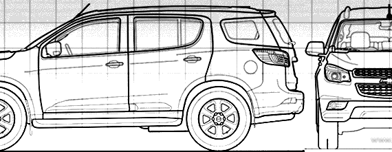 Chevrolet Trailblazer (2013) - Шевроле - чертежи, габариты, рисунки автомобиля