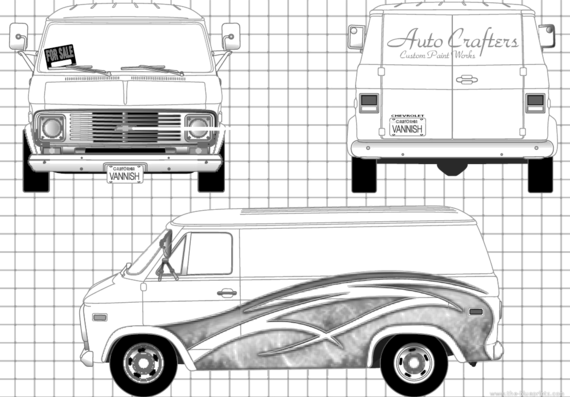 Chevrolet Van (1977) - Шевроле - чертежи, габариты, рисунки автомобиля