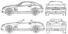 Chrysler Crossfire (2005) - Крайслер - чертежи, габариты, рисунки автомобиля