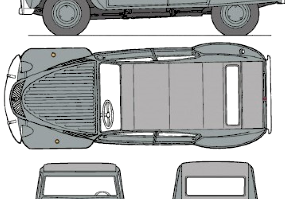 Citroen 2CV (1948) - Ситроен - чертежи, габариты, рисунки автомобиля