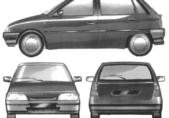Citroen AX - Ситроен - чертежи, габариты, рисунки автомобиля