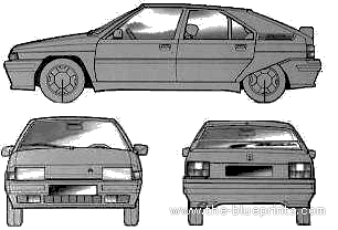 Citroen BX - Ситроен - чертежи, габариты, рисунки автомобиля