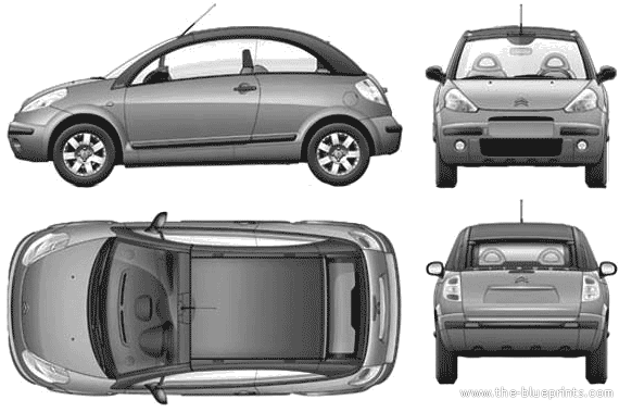 Citroen C3 Pluriel - Ситроен - чертежи, габариты, рисунки автомобиля
