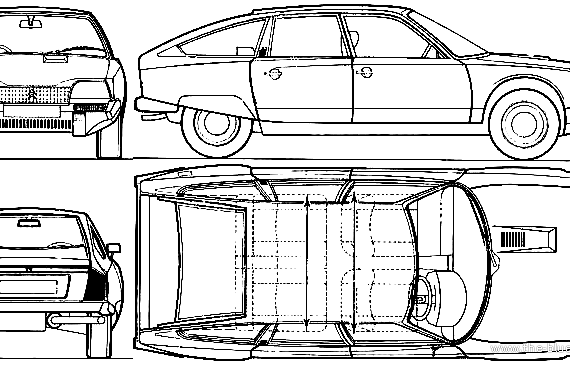 Citroen CX (1975) - Ситроен - чертежи, габариты, рисунки автомобиля